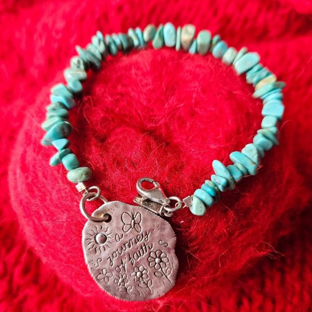 SS Turquoise Journey of Faith Bracelet by Peyote Bird - Picture 6 of 14